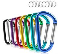 Lot de 10 mousquetons avec porte-clés nickelés, mini, petit, en aluminium, accessoires d'extérieur, crochet for sac à dos, forme D(Size S)