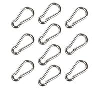 Lot de 10 mousquetons en acier inoxydable - Pour le camping, la randonnée, les voyages, la pêche, le sac à dos - Argenté