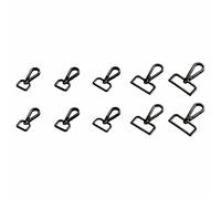 Lot de 10 mousquetons pivotants, 13/16/19/25/32 mm en alliage de zinc avec anneau en D pour sacs à main, porte-clés, colliers d'animaux domestiques (noir)
