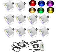 Lot de 10 Multicolore RGBWW 0.6W Spot Encastrable Exterieur Dimmable Ø31mm (4 en 1) Spots LED Encastrable DC12V Etanche IP67 Lampe Terrasse Exterieur