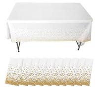 Lot de 10 Nappe Blanche Jetable Nappe Papier Rectangulaire 137x274CM Idéale Anniversaire Effet Tissu Nappes Jetable Blanc Intissé