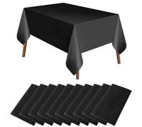 Lot de 10 Nappe Noir Rectangulaire, 137 x 274 cm,Nappe Noire Couverture de Table en Plastique, Nappe Noire Tissu Nappe Noire Rectangulaire Lavable pour Mariage, Banquet, Restaurant