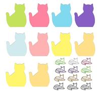 Lot de 10 notes autocollantes pour chat avec trombones - Motif chat mignon