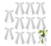 Lot de 10 nœuds avec motif cœur, décoration de voiture blanche, ruban romantique pour femmes, décorations automobiles