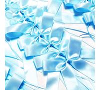 Lot de 10 nœuds d'antenne de voiture - En ruban de satin fait à la main - Décoration de voiture - Pour mariage, fête, anniversaire, emballage cadeau - Bleu ciel