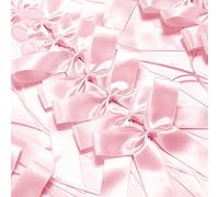 Lot de 10 nœuds d'antenne de voiture - En ruban de satin fait à la main - Décoration de voiture - Pour mariage, fête, anniversaire, emballage cadeau - Rose