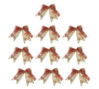 Lot de 10 nœuds de décoration de Noël en toile de jute avec papillons et arbres - Ornements festifs de vacances - 15 cm (E)