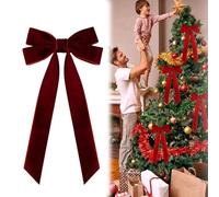Lot de 10 nœuds de Noël en velours rouge - Nœuds en ruban vintage pour arbre, couronne, guirlande et emballage cadeau - Nœud rustique pour cheminée, porte, fête et travaux manuels (rouge D)