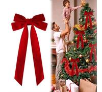 Lot de 10 nœuds de Noël en velours rouge - Nœuds en ruban vintage pour arbre, couronne, guirlande et emballage cadeau - Nœud rustique pour cheminée, porte, fête et travaux manuels (rouge)