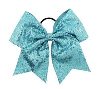 Lot de 10 nœuds élastiques à paillettes for queue cheval, for enfants, grands scintillants, for pom-pom girl Pour Pom-Pom(Lake Blue)