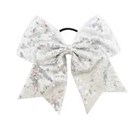 Lot de 10 nœuds élastiques à paillettes for queue cheval, for enfants, grands scintillants, for pom-pom girl Pour Femmes(Silver)