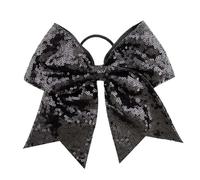 Lot de 10 nœuds élastiques à paillettes for queue cheval, for enfants, grands scintillants, for pom-pom girl Pour Femmes(Black)