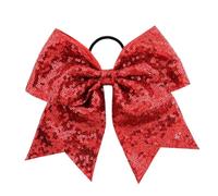 Lot de 10 nœuds élastiques à paillettes for queue cheval, for enfants, grands scintillants, for pom-pom girl Pour Femmes(Red)