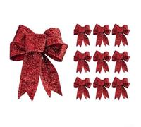 Lot de 10 nœuds en tissu pour décorations de Noël brillantes, adaptés pour les couronnes, les arbres et diverses configurations de vacances et d'événements (rouge)