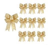 Lot de 10 nœuds en tissu pour décorations de Noël brillantes, adaptés pour les couronnes, les arbres et diverses configurations de vacances et d'événements (doré)