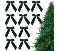 Lot de 10 nœuds en velours de Noël - Décorations réutilisables en tissu - Accessoires suspendus réglables - Décoration festive pour porte, cheminée, fenêtre, bureau, jardin, événement, fête