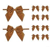 Lot de 10 nœuds en velours pour sapin de Noël | Décorations pré-nouées rouge bordeaux vert pour couronnes de vacances, guirlandes, centres de table, décorations en tissu