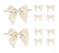 Lot de 10 nœuds en velours pour sapin de Noël | Décorations pré-nouées rouge bordeaux vert pour couronnes de vacances, guirlandes, centres de table, décorations en tissu