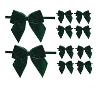 Lot de 10 nœuds en velours pour sapin de Noël | Décorations pré-nouées rouge bordeaux vert pour couronnes de vacances, guirlandes, centres de table, décorations en tissu