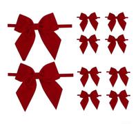 Lot de 10 nœuds en velours pour sapin de Noël | Décorations pré-nouées rouge bordeaux vert pour couronnes de vacances, guirlandes, centres de table, décorations en tissu
