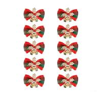 Lot de 10 nœuds robustes pour sapin de Noël avec beau design pour fêtes (rouge + or)