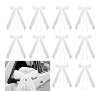 Lot de 10 Nœuds Voiture Mariage,Décoration Ruban Voiture Mariage,Rubans pour Voitures,Sangle de Joie Décorative Blanche,Tulle Magnifique Nœud Papillon,Pour les Anniversaires et les Demandes en Mariage