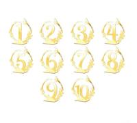 Lot de 10 numéros de table en acrylique avec support pour mariage, banquet, événement, fête et réunions d'affaires, impression double face pour une visibilité facile (doré)
