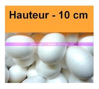 Lot de 10 Oeufs de 10 cm de haut en polystyrène blanc plein, densité supérieure