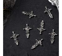 Lot de 10 ongles 3D Halloween Art Gothique Crâne Vintage Squelette Art Bijoux Artisanat