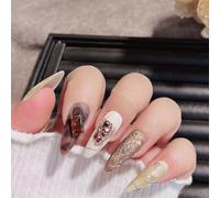 Lot de 10 ongles extra longs faits à la main en amande - Décoration d'ongles de luxe - Couleurs mates - Pour femmes et filles (24860-L)