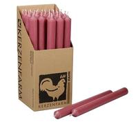 Lot de 10 ou 25 bougies à tige extra longues vieux rose - 25 cm (250 mm) - Diamètre 2,2 cm - Colorées dans la masse et anti-gouttes - Fabriquées en Allemagne - Farm Hahn - Durée de combustion : 12