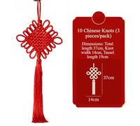 Lot de 10 ou 3 décorations traditionnelles à suspendre en forme de nœud chinois fait à la main - Symbole culturel de prospérité pour la maison, le festival, la décoration de cadeaux (D)