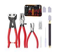 Lot de 10 outils de coupe de verre robustes avec pince de précision et rangement pour métal et art teinté