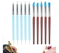 Lot de 10 outils de modélisation, pinceaux en silicone, outils d'argile, modelage en caoutchouc, outils de modélisation, outils de pointillage, pinceau pour peinture en céramique, sculpture, peinture,