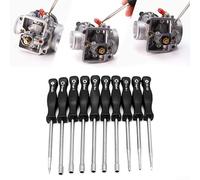Lot de 10 outils de réglage de carburateur - Tournevis spécial pour réglage du moteur - Plastique et acier inoxydable - Noir et argenté - Kit de réparation automobile pour moto