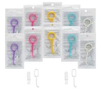 Lot de 10 outils de retrait d'alignement transparents - Crochet de retrait de retenue portable pour accolades invisibles, aligneurs et retenues - Kit d'outils faciles à tirer (5 couleurs)