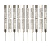 Lot de 10 outils de retrait de goupilles en fer pour bracelet de montre - Kit de réparation avec 0,7 mm, 0,8 mm, 0,9 mm, 1 mm - Finition argent (0,9 mm)
