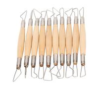 Lot de 10 outils de sculpture en céramique double face en acier inoxydable avec poignée en bois pour sculpter l'argile, la cire, la céramique