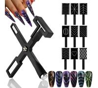 Lot De 10 Outils Ensemble D'aimants À Ongles, Aimant ?il De Chat Pour Ongles, Noir Aimant Multifonctionnel 5 En 1, 9pcs Chat Oeil Ongle Aimant Bâton, Stylo Magnétique