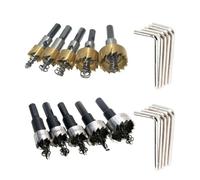 Lot de 10 ouvre-trous pour caoutchouc, plastique et métal, forets étagés en acier rapide avec tailles 16/18,5/20/25/30 mm, or et argent, avec clé hexagonale