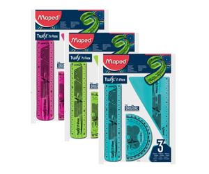LOT de 10 Pack de règles flexibles Maped Twist'n Flex Original : règle de 15 cm, équerre de 60?