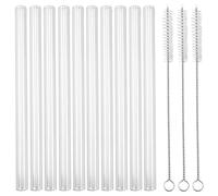 Lot de 10 Pailles en Verre - Longues et Courtes 15 cm - Lavables au Lave-Vaisselle