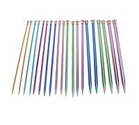 Lot de 10 paires d'aiguilles à tricoter ultra légères en aluminium de 3 à 10 mm de longueur 25 cm pour tous projets de tricot, avec accessoires de tricot