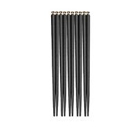 Lot de 10 paires de baguettes réutilisables en fibre de verre, passent au lave-vaisselle, 23 cm, noires, japonaises, chinoises et coréennes, antidérapantes, faciles à utiliser, dorées