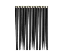 Lot de 10 paires de baguettes réutilisables en fibre de verre, passent au lave-vaisselle, 23 cm, noires, japonaises, chinoises et coréennes, antidérapantes, faciles à utiliser, dorées