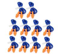 Lot de 10 paires de bouchons d'oreille réutilisables en silicone souple pour dormir, travailler, nager, apprendre (Bleu)
