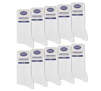 Lot de 10 paires de chaussettes 100 % coton pour homme et femme avec bordure confortable sans coutures, Blanc., 39-42