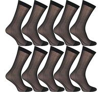 Lot de 10 paires de chaussettes d'été ultra fines en soie transparente pour homme - Noir - taille unique