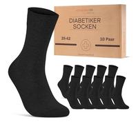 Lot de 10 paires de chaussettes diabétiques pour homme et femme, sans élastique et sans couture, en coton, chaussettes pour diabétiques avec bord confortable sans caoutchouc, Noir , 39-42