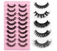 Lot de 10 paires de cils courts russes naturels bouclés D effet 3D, légers, 15 mm (#02) [5 styles mélangés]